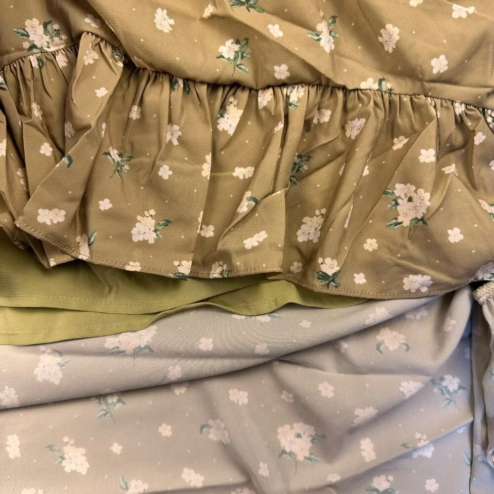 WeWoreWhat Green Floral High-Low Ruffle Maxi Dress Size S Feminine Cottagecore - Picture 7 of 13